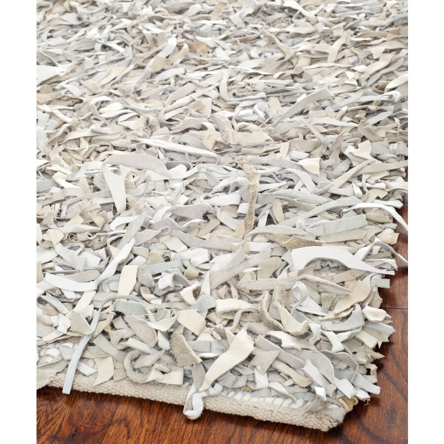 Safavieh Leather Light Blue And Ivory Rectangular Indoor Safavieh Leather Light Blue And Ivory Rectangular Indoor Woven Area Rug Common 5