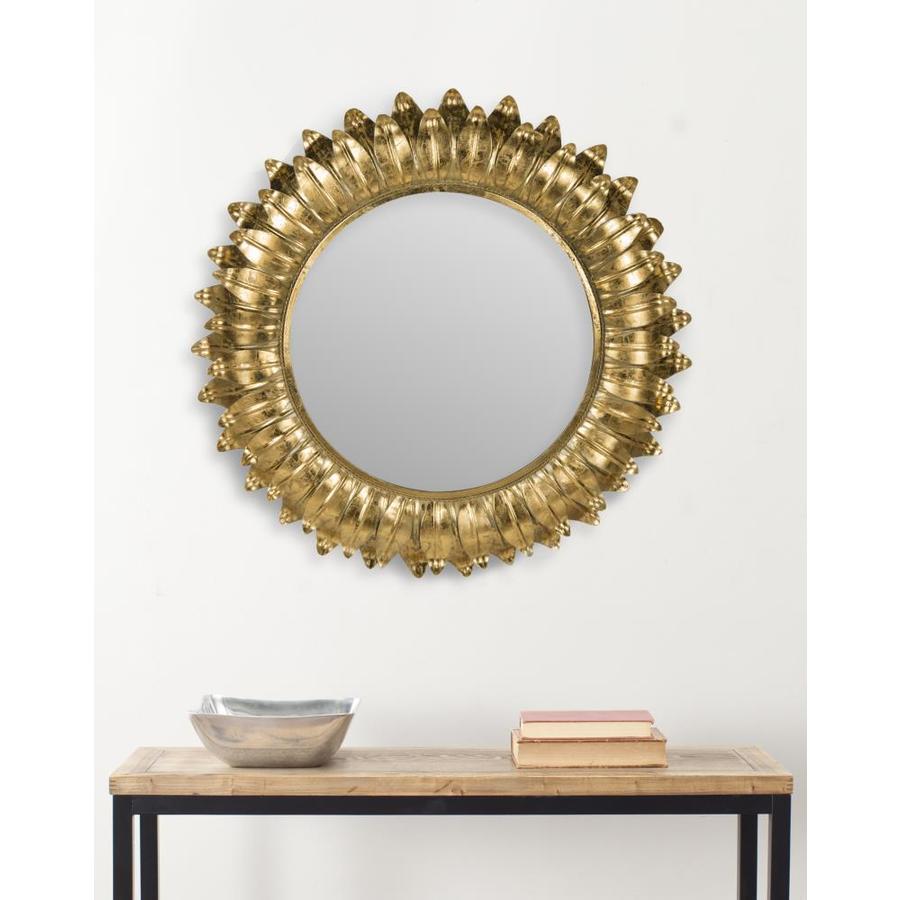 Safavieh Arles Gold Foil Framed Round Wall Mirror At Com Safavieh Arles Gold Foil Framed Round Wall Mirror