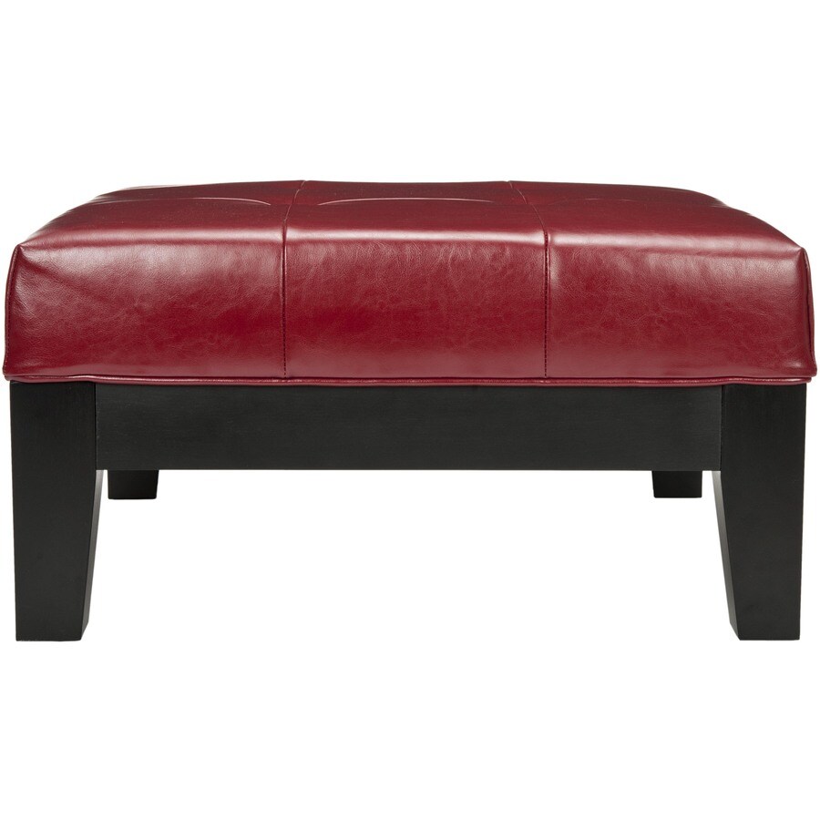 Safavieh Jordan Casual Red Faux Leather Ottoman in the Indoor Ottomans