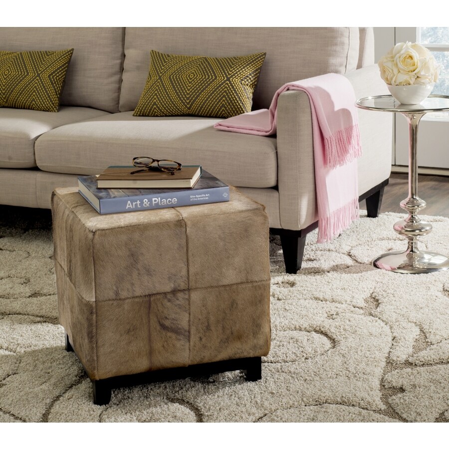 Safavieh Mercer Tan Square Ottoman at Lowes.com