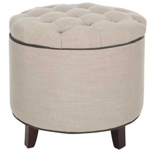 Safavieh Amelia Casual True Taupe Round Storage Ottoman At Lowes Com