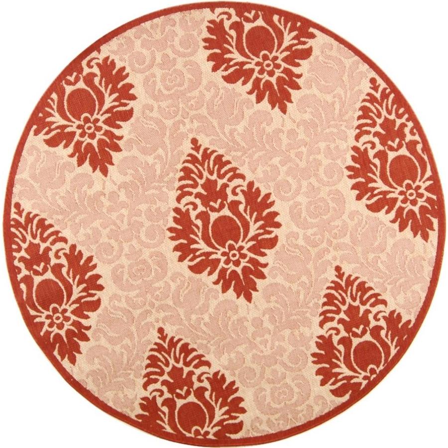 Safavieh Courtyard Harnesk Natural Red Round Indoor Outdoor Safavieh Courtyard Harnesk Natural Red Round Indoor Outdoor Coastal Area Rug Common
