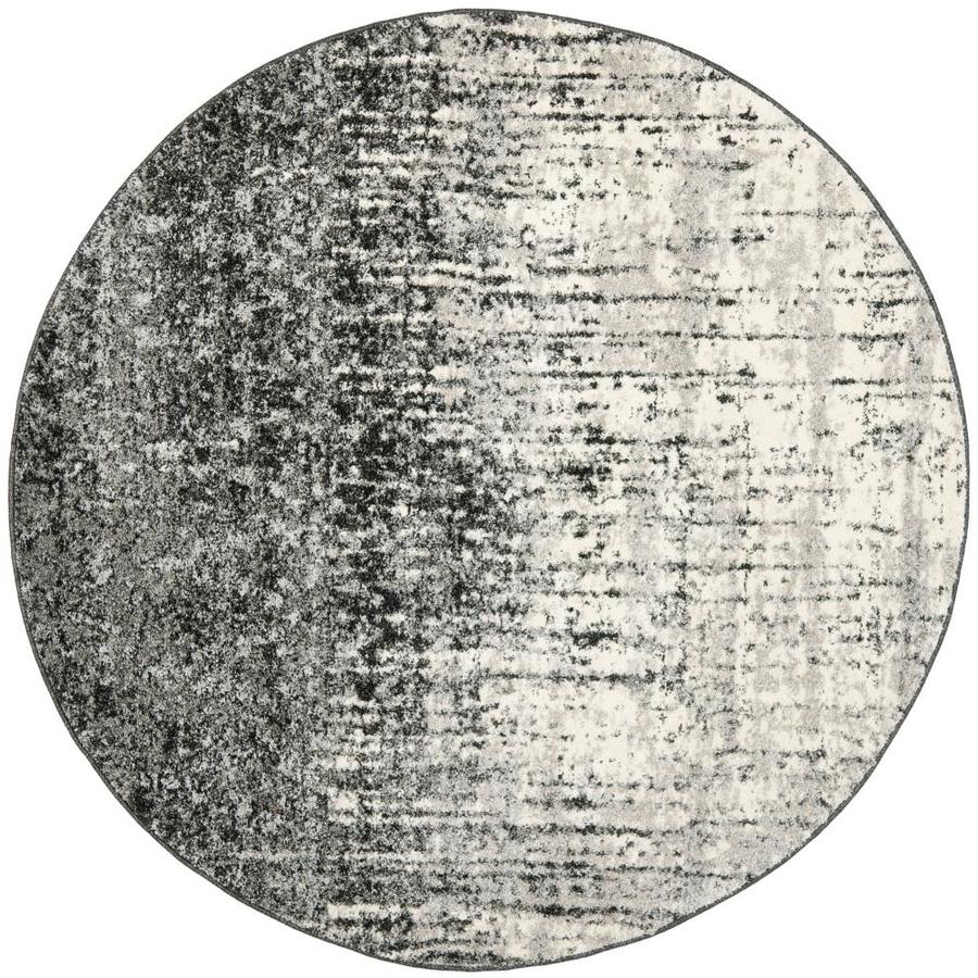 Safavieh Retro Elan Black Light Gray Round Indoor Distressed Safavieh Retro Elan Black Light Gray Round Indoor Distressed Area Rug Common 8