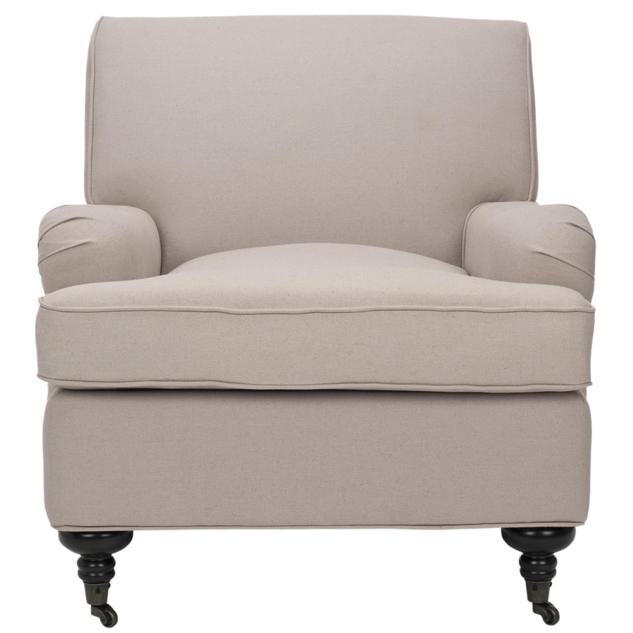 Safavieh Chloe Casual Taupe/Black Casters Linen Accent Chair in the ...