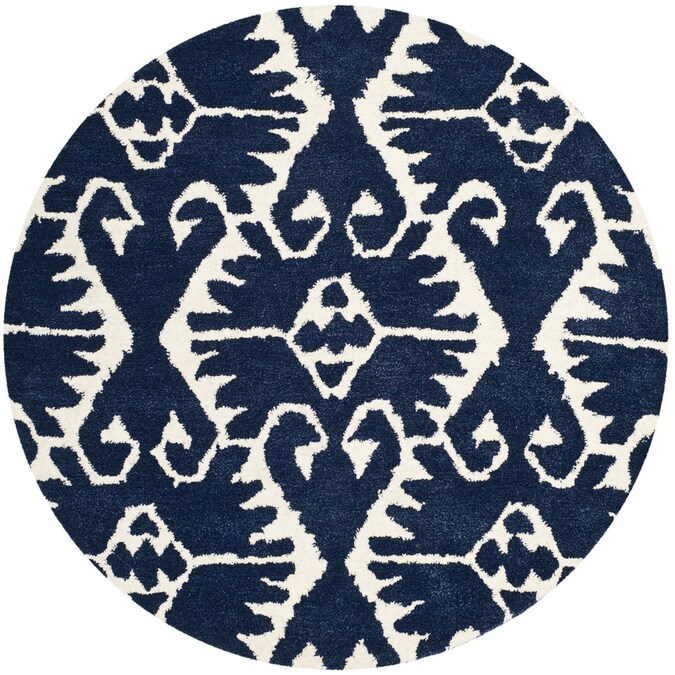 Safavieh Wyndham Ince 7 X Royal Blue Ivory Round Indoor Ikat Bohemian Eclectic Handcrafted Area Rug In The Rugs Department At Com - Safavieh Ikat Ivory Blue Area Rug Safavieh Wyndham Ince 7 X Royal Blue Ivory Round Indoor Ikat Bohemian Eclectic Handcrafted Area Rug In The Rugs Department At Com - Safavieh Ikat Ivory Blue Area Rug
