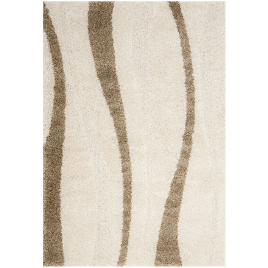 Safavieh Willow Shag Cream/Dark Brown Rectangular Indoor Machine-Made Area Rug (Common: 8 x 10; Actual: 8-ft W x 10-ft L)