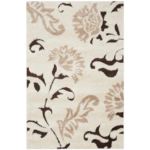 Safavieh Florida Elegante Shag Cream Dark Brown Rectangular Sophisticated And Elegant Reflection Area Rugs By Safavieh Revive The Clic Charm Of Intricate Fl Rug Designs With Extraordinary Textures