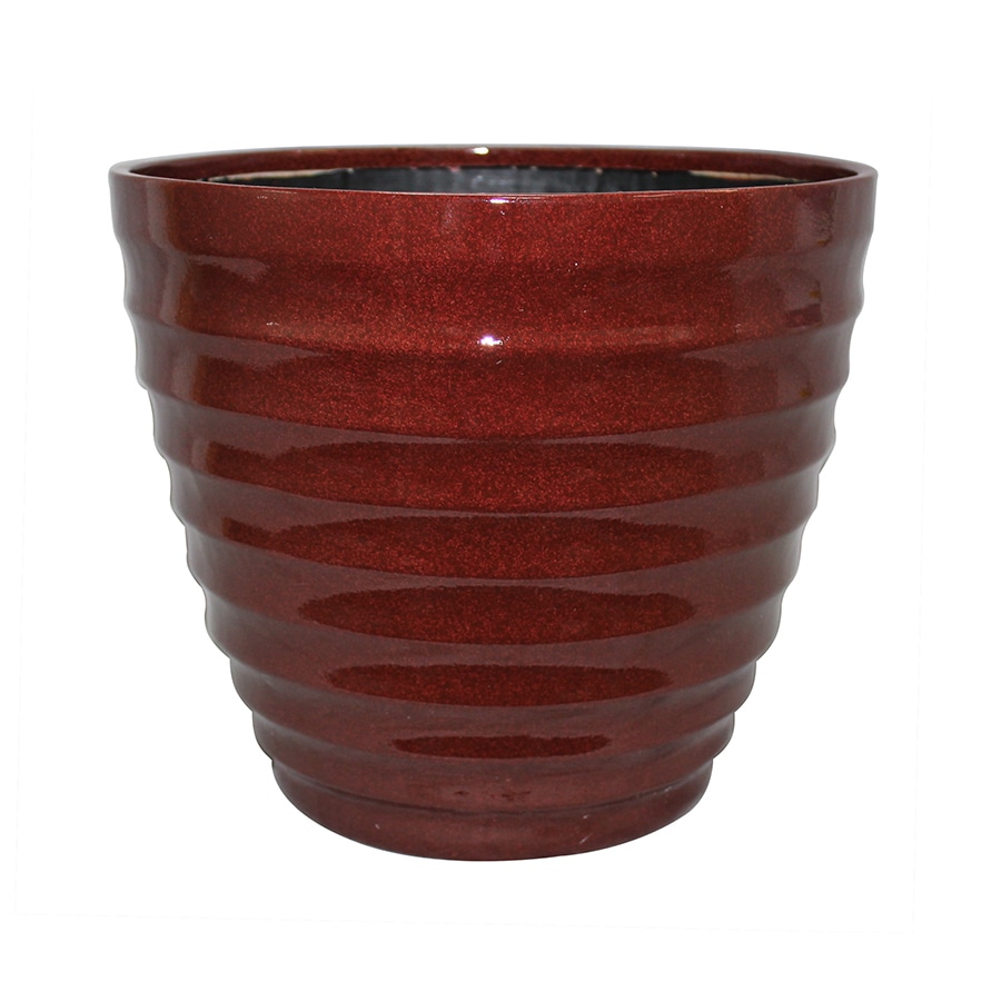 Allen + roth 12-in W x 10.33-in H Red/brown Resin Tapered Planter at ...