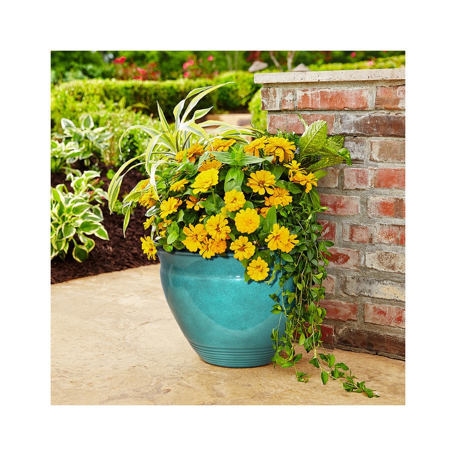 Allen Roth 20 In X 1375 In Turquoise Resin Tapered Planter At