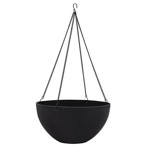 Style Selections 14-in W x 7.05-in H Dark Charcoal Plastic Planter at ...