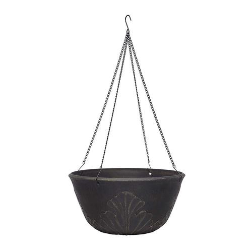 allen + roth 14-in W x 7-in H Dark Brown Resin Hanging Hanging Planter ...