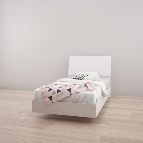 Nexera Paris White Twin Platform Bed with Storage in the Beds department at