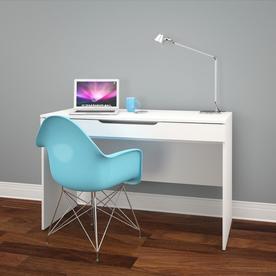 Arobas Desk White - Nexera: Laminated Melamine, Full Extension Drawer, MDF Frame, 47.75" Width