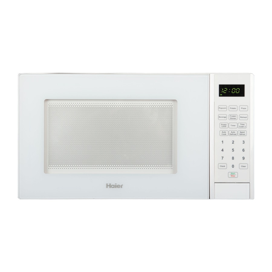 Haier 0 9 Cu Ft 900 Watt Countertop Microwave White At Lowes Com