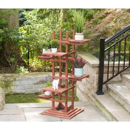 Leisure Season 6-Tier Wooden Pedestal Plant Stand at Lowes.com