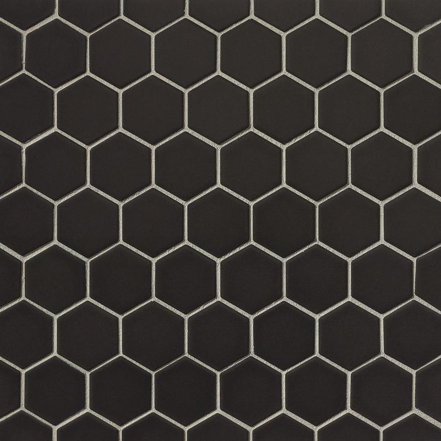 Bedrosians Le Cafe Black Honeycomb Mosaic Wall Tile (Common: 11-in x 12 ...