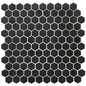 Bedrosians Tile At Lowes Bedrosians Minimal 10 Pack Black Porcelain Hexagon Mosaic Tile Common 12 In