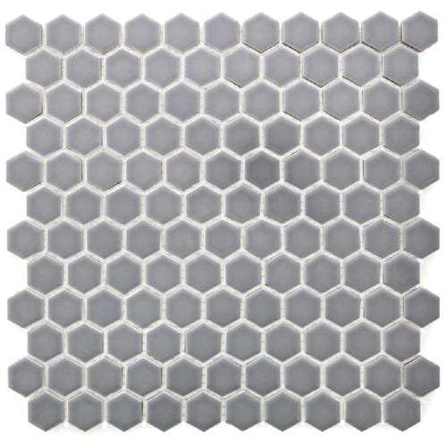 Bedrosians Minimal 10-Pack Grey 12-in x 12-in Glossy Porcelain Hexagon ...