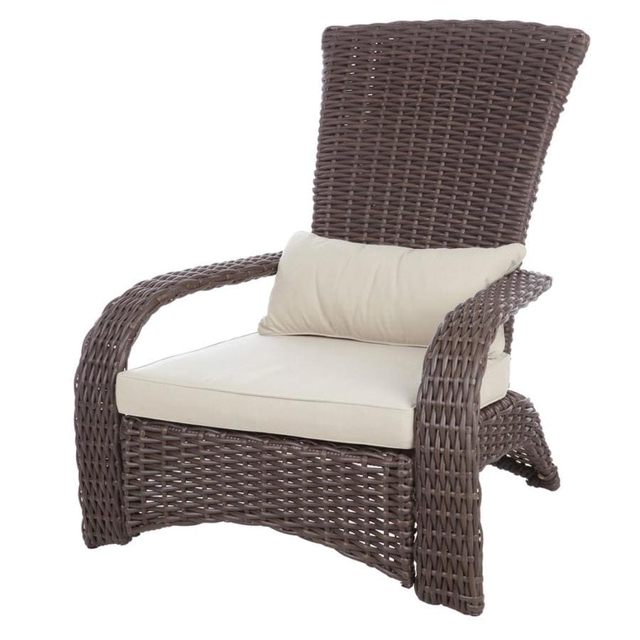 Patio Sense Brown Metal Frame Stationary Adirondack Chair S With Taupe Cushioned Seat In The Chairs Department At Com - Brown Metal Patio Chairs With Cushions