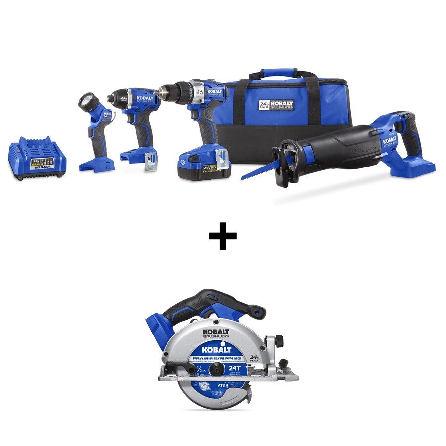 Kobalt 4-Tool 24-Volt Max Brushless Power Tool Combo Kit With FREE ...