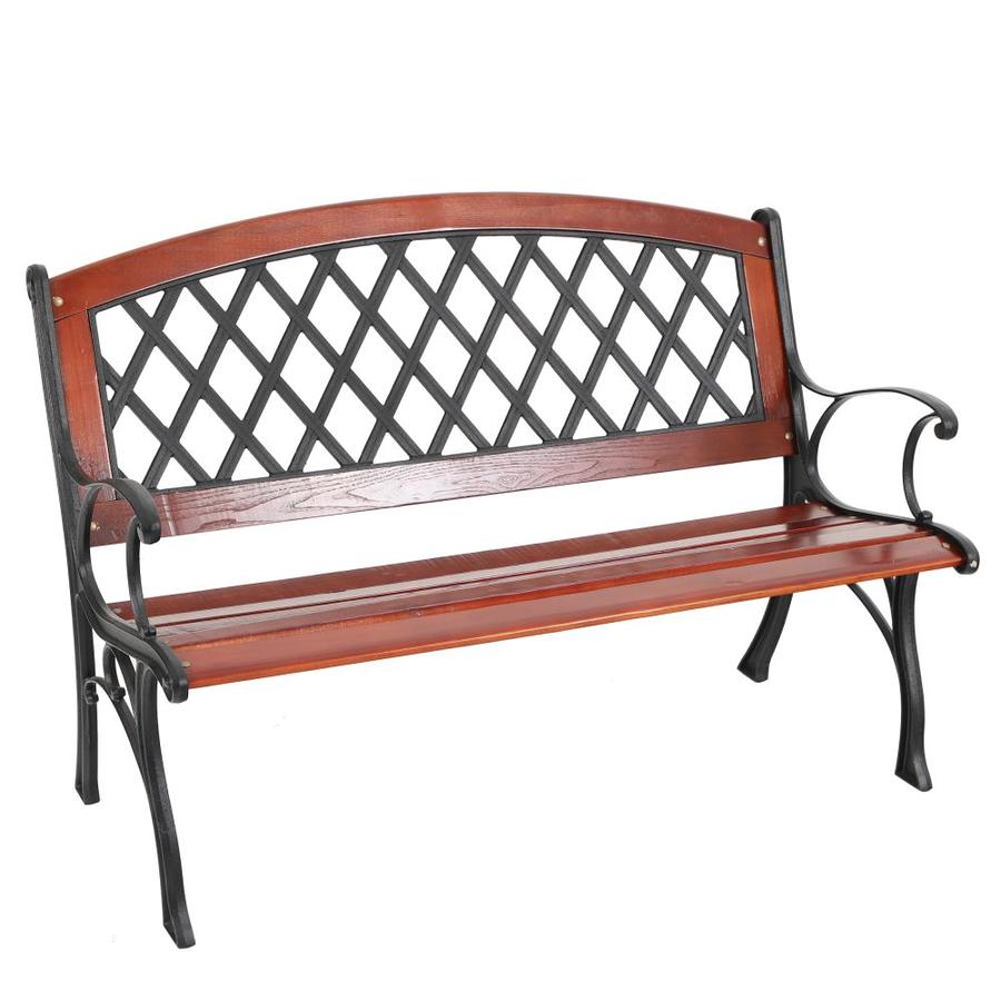 Garden Treasures 25.95-in W x 50-in L Brown Steel Patio Bench at Lowes.com