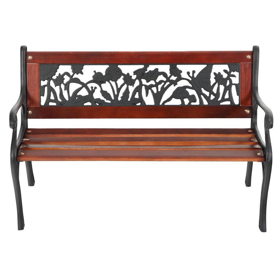 Garden Treasures 33 In W X 20 2 In L Brown Black Patio Bench At