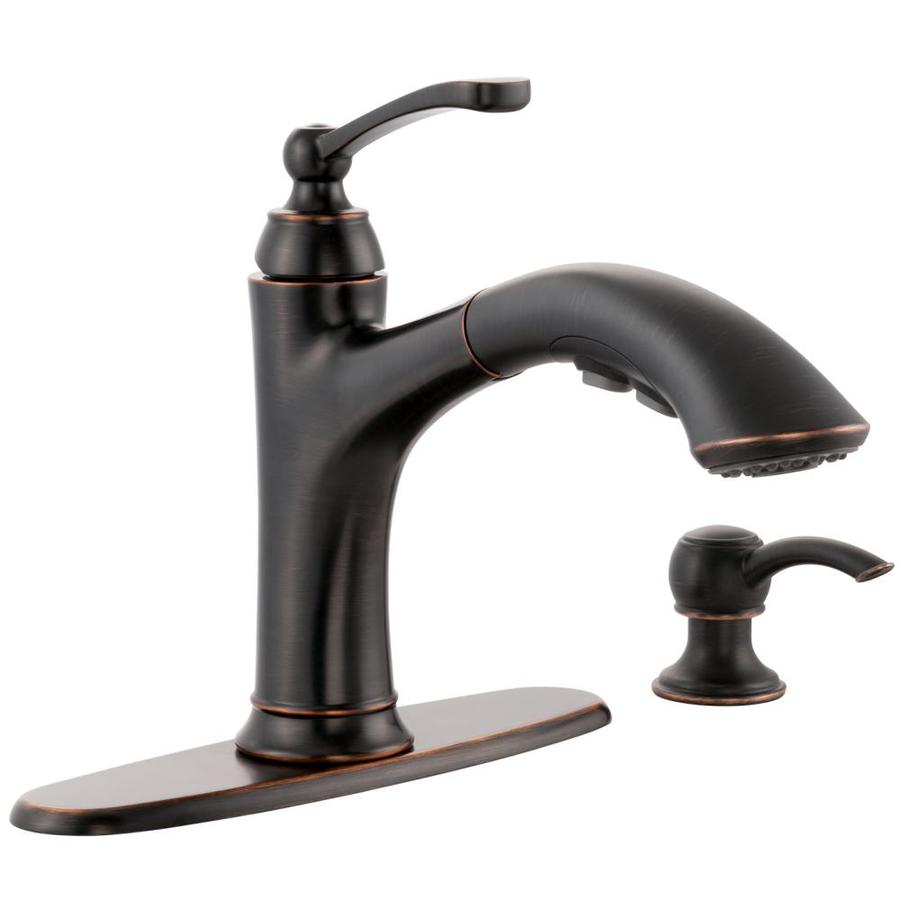 Shop AquaSource Oil Rubbed Bronze 1-Handle Pull-Out Kitchen Faucet at