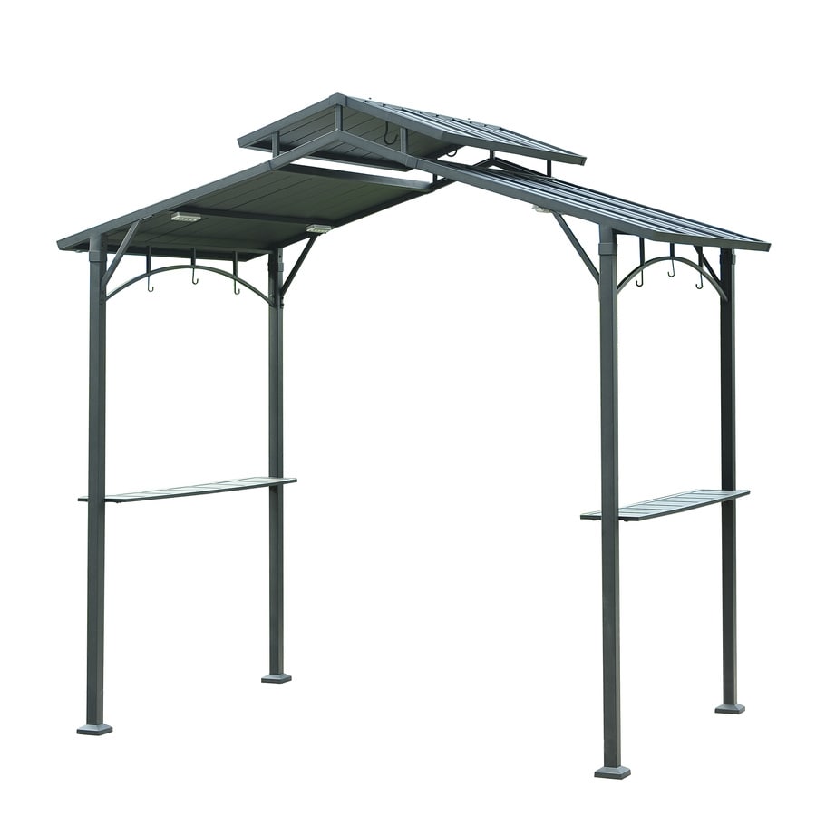 Sunjoy Matt Black Metal Rectangle Grill Gazebo (Exterior ...