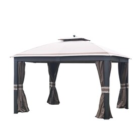 allen + roth Brown Metal Rectangle Semi- Gazebo (Exterior: 10.7-ft x 12.8-ft; Foundation: 10-ft x 12-ft)