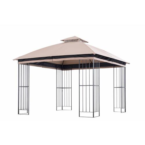 Garden Treasures Brown Metal Square Semi Gazebo Exterior 10 83 Ft X Foundation 9 84 In The Gazebos Department At Com Garden Treasures Brown Metal Square, Garden Treasure Pergola