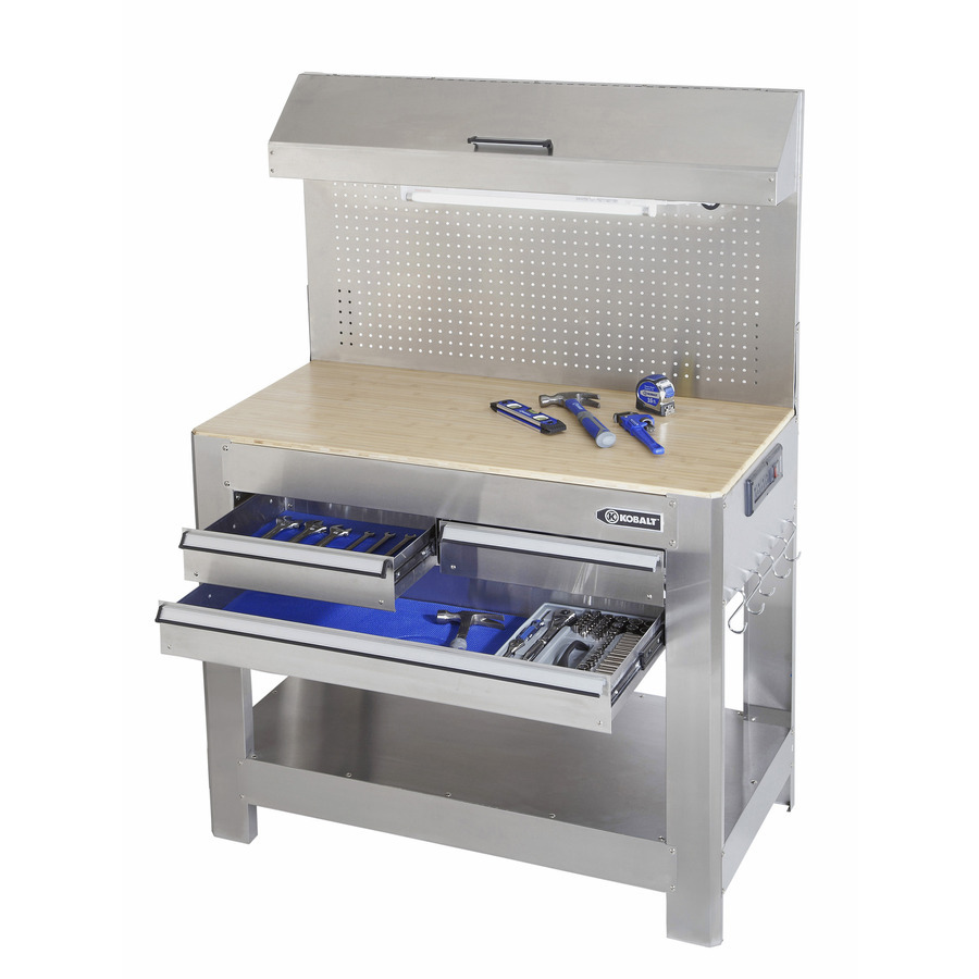 Shop Kobalt 45-in W x 36-in H 3-Drawer Wood Work Bench at 