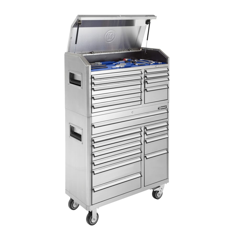 Kobalt 41-in W x 34.4-in H 11-Drawer Stainless Steel Tool Cabinet  (Stainless Steel) at