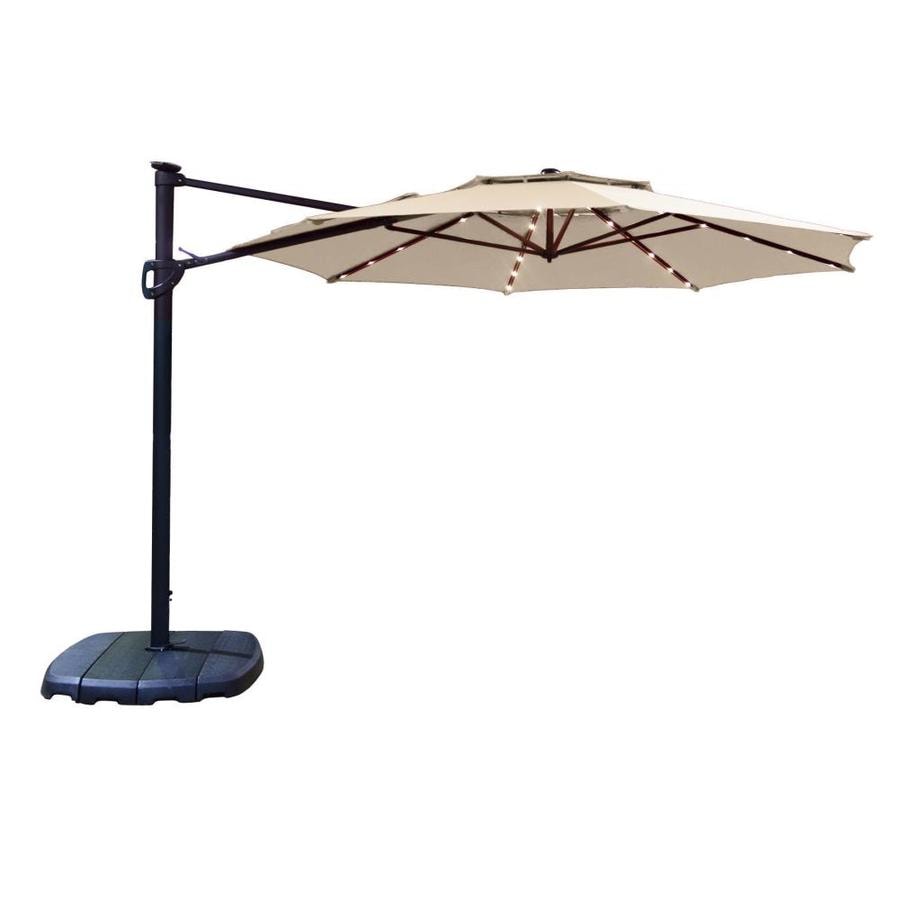 Simply Shade Tan Offset Pre Lit 11 Ft Auto Tilt Octagon Patio Umbrella With Aluminum Frame And 6931