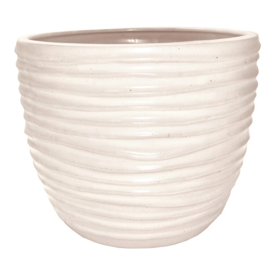 Allen + roth 10.63-in W x 9.5-in H White Ceramic Planter at Lowes.com