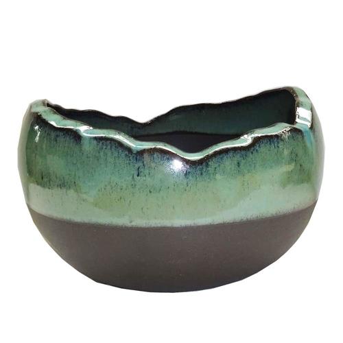 allen + roth 8.8in W x 6.8in H Half Glaze in Green Ceramic in the