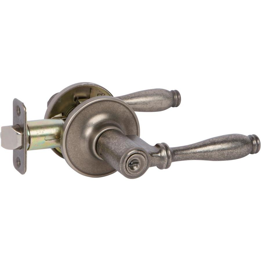 Delaney Hardware Callan Silona Antique Silver Keyed Entry Door Lever at