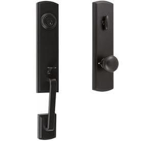 DELANEY HARDWARE Italian Collection Briona Single Cylinder Black Door Handleset with Santo Interior Left-Hand