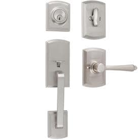 DELANEY HARDWARE Italian Collection Visconti Single Cylinder Satin Nickel Door Handleset with Florini Interior