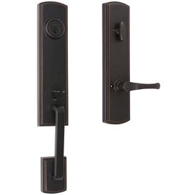 DELANEY HARDWARE Italian Collection Briona Single Cylinder Edged Bronze Door Handleset with Artino Interior Left-Hand