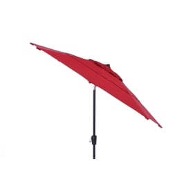 Simply Shade Red Market 9-ft Auto-tilt Round Patio Umbrella with Brown Aluminum Frame