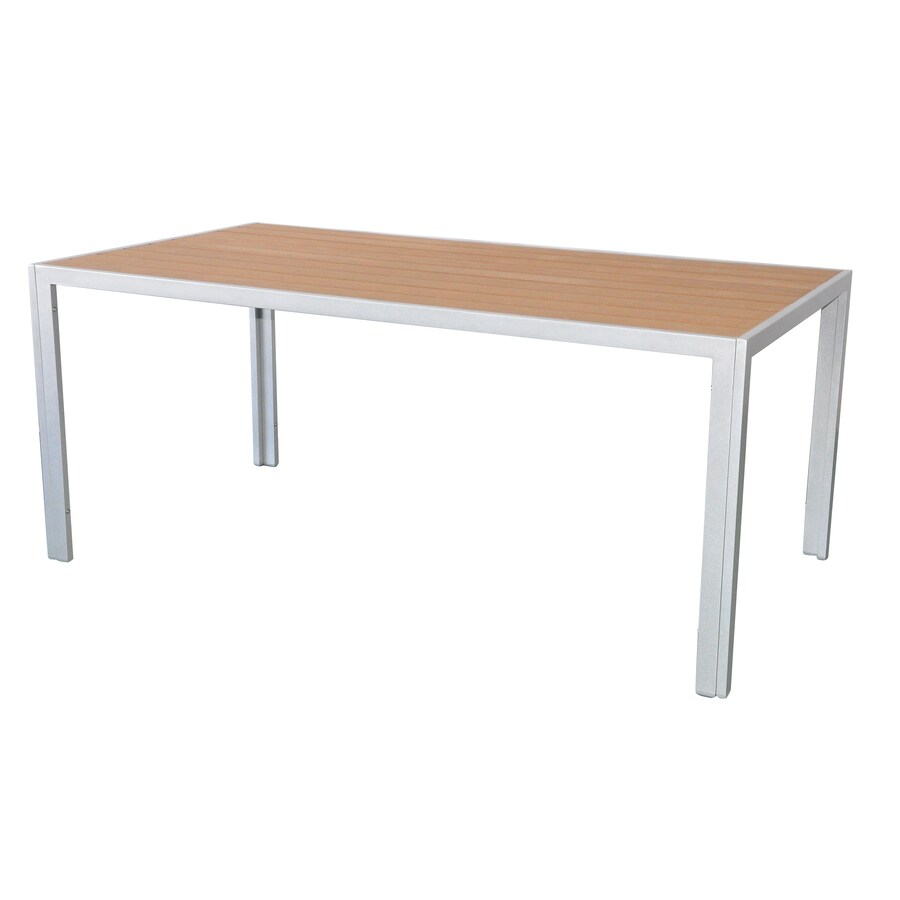 Allen Roth Chilham Plastic Top Silver Rectangle Patio Allen Roth Chilham Plastic Top Silver Rectangle Patio Dining Table
