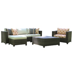 Patio Conversation Sets At Lowes Ae Outdoor Biscayne 5 Piece Resin Frame Patio Conversation Set With Canvas Flax Sunbrella