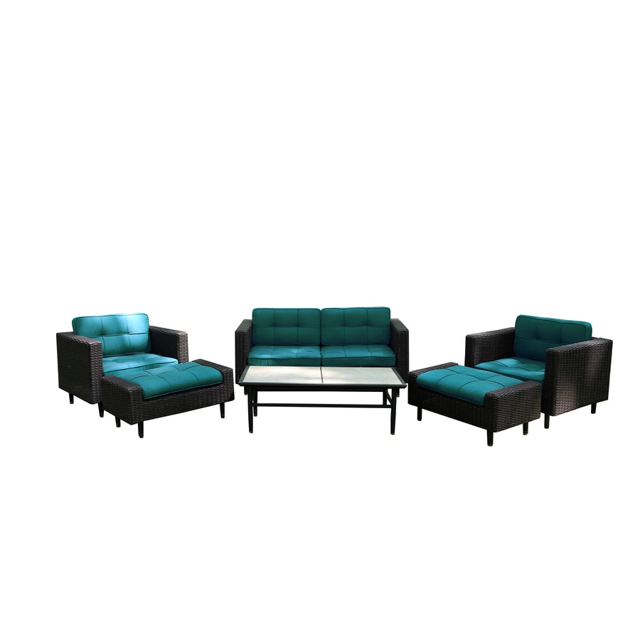 Ae Outdoor 6 Piece Blue Aluminum Patio Conversation Set At Ae Outdoor 6 Piece Blue Aluminum Patio Conversation Set