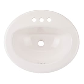 AquaSource White Drop-in Oval Bathroom Sink with Overflow