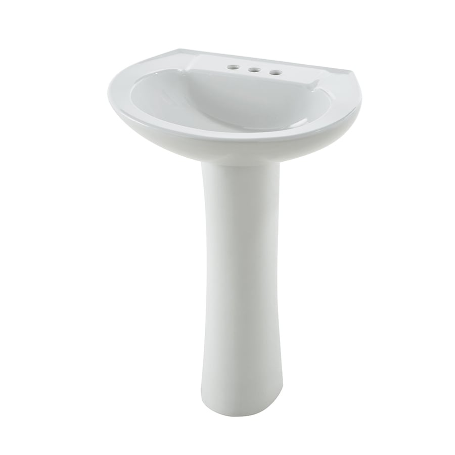 Aquasource 33 66 In H White Vitreous China Pedestal Sink Combo In The Pedestal Sinks Department At Lowes Com