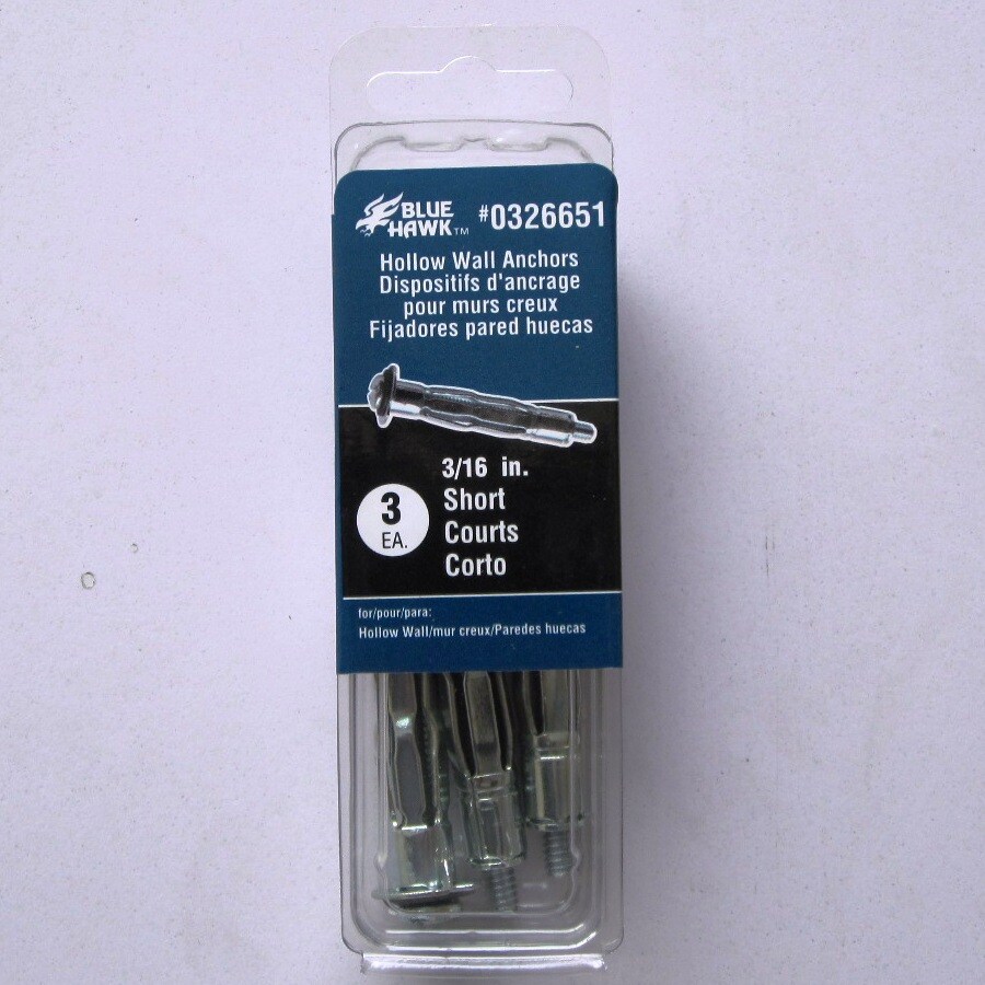 Blue Hawk 3Pack 3/16in Short Hollow Wall Anchors in the Drywall