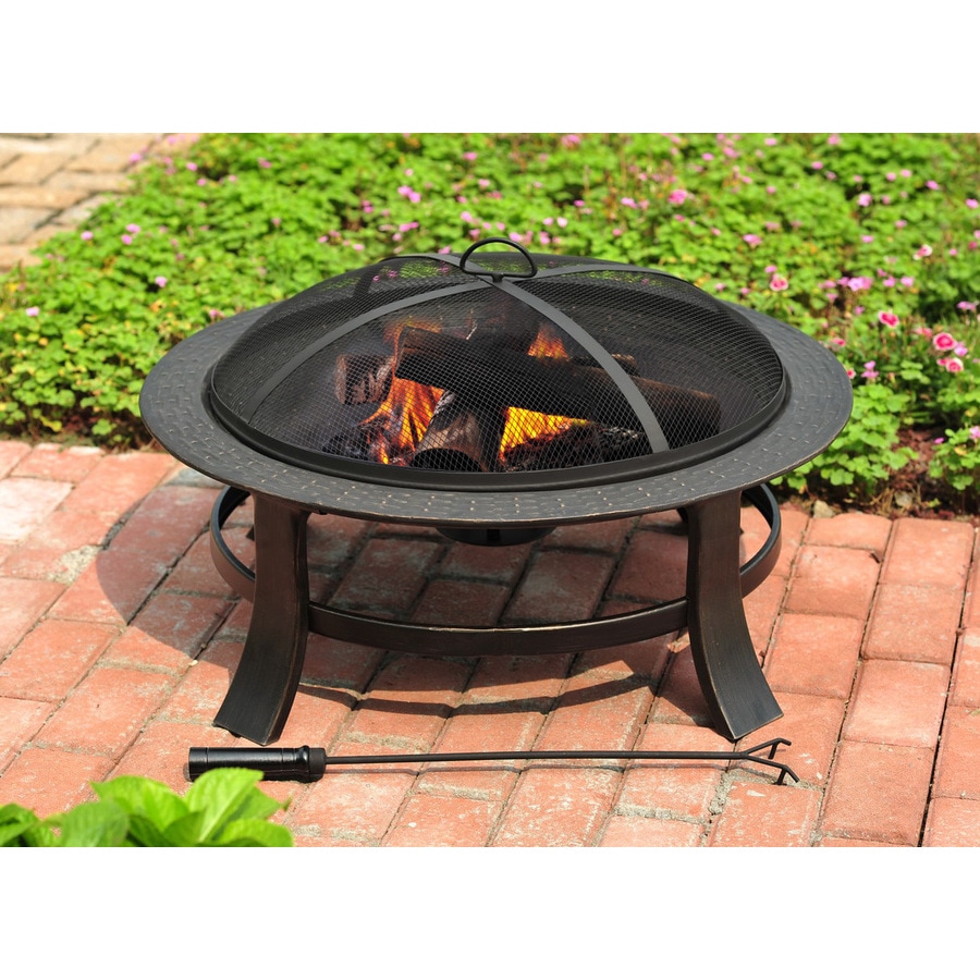 Garden Treasures 30 In Matt Black Steel Wood Burning Fire Pit At