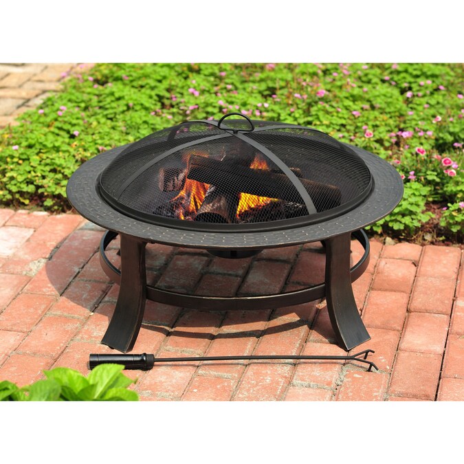 Garden Treasures Garden Treas 30 Steel Firepit In The Wood Burning Fire Pits Department At Lowes Com
