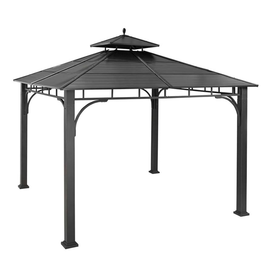 Allen + roth Black Metal Square Grill Gazebo (Exterior: 10.2-ft x 10.2 ...