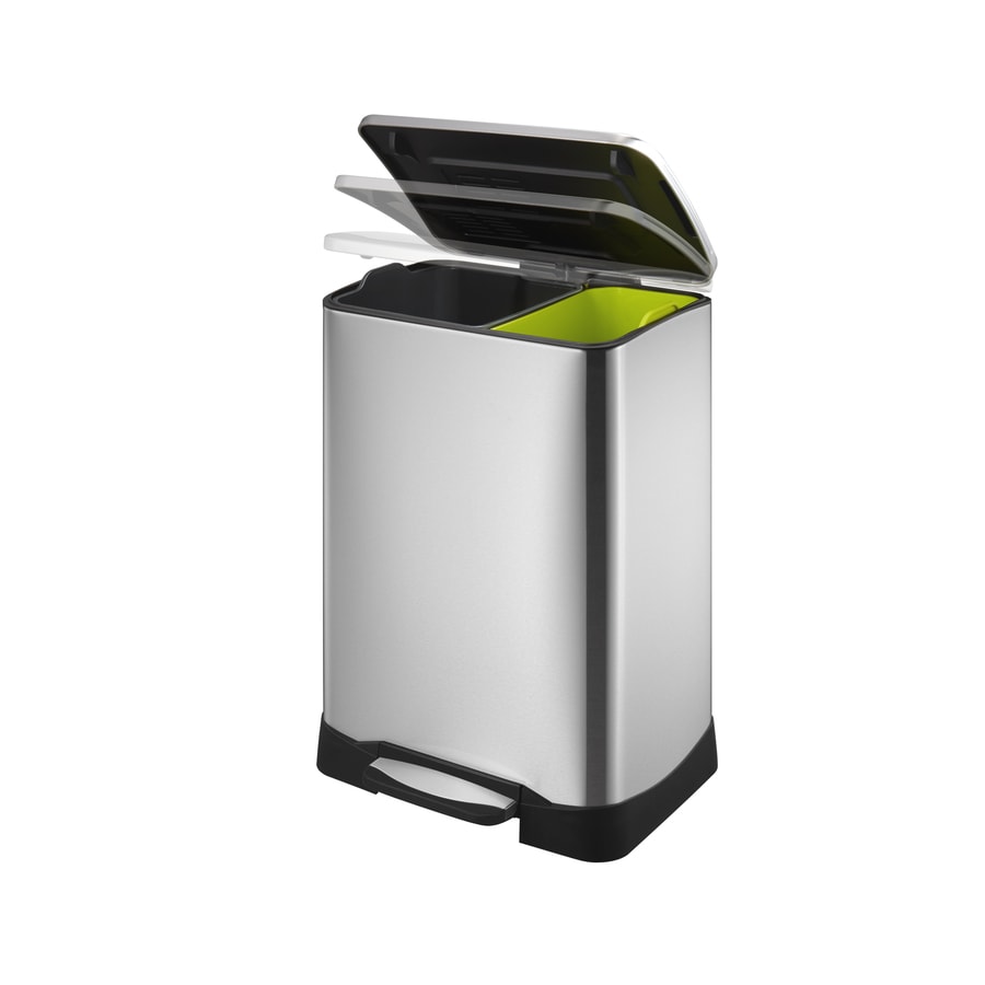 EKO 46-Liter Silver Stainless Steel Steel Trash Can with Lid in the ...